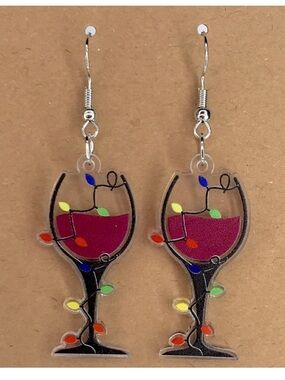Christmas Wine Glass Earrings Fashion Jewelry